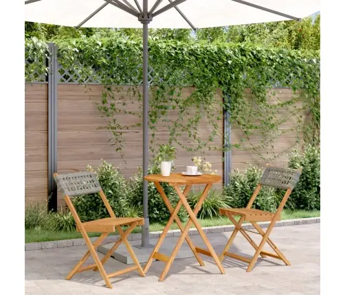 Bistro Baldų Komplektas, 3 Dalių, Pilkas, Poliratanas/Mediena