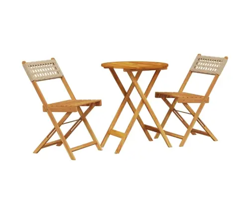 Bistro Baldų Komplektas, 3 Dalių, Smėlio, Poliratanas/Mediena