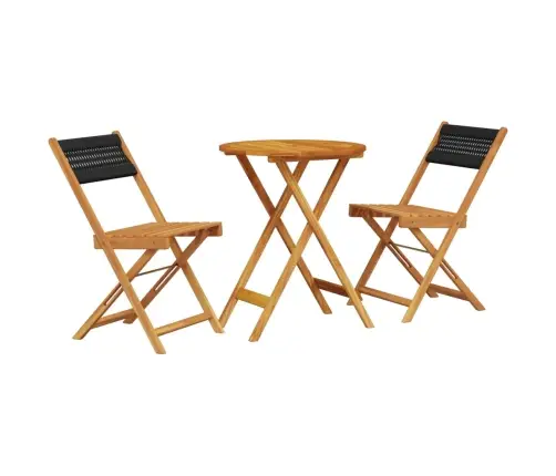 Bistro Baldų Komplektas, 3 Dalių, Juodas, Pp Ir Mediena