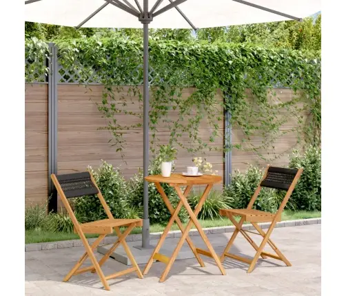 Bistro Baldų Komplektas, 3 Dalių, Juodas, Pp Ir Mediena