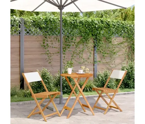 3-Daļīgs Bistro Mēbeļu Komplekts, Krēmbalts, Audums, Masīvkoks Vidaxl