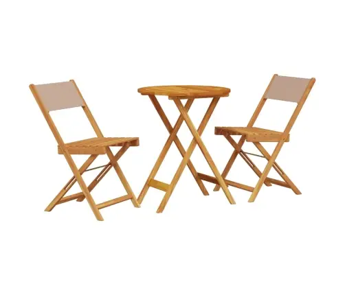 3-Daļīgs Bistro Mēbeļu Komplekts, Pelēkbrūns, Audums, Masīvkoks Vidaxl