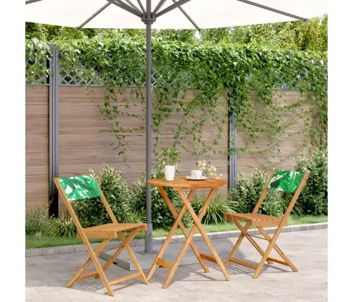 3-Daļīgs Bistro Mēbeļu Komplekts, Lapu Apdruka, Audums, Koks Vidaxl