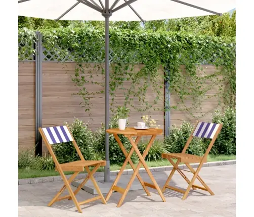 3-Osaline Bistrookomplekt, Sinine Ja Valge, Kangas Ja Täispuit