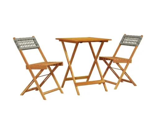 Bistro Baldų Komplektas, 3 Dalių, Pilkas, Poliratanas/Mediena