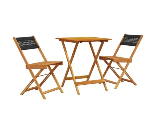 Bistro Baldų Komplektas, 3 Dalių, Juodas, Pp Ir Mediena