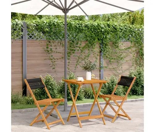 Bistro Baldų Komplektas, 3 Dalių, Juodas, Pp Ir Mediena