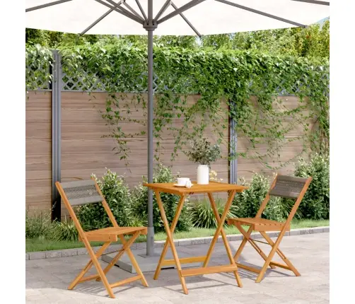 3-Daļīgs Bistro Mēbeļu Komplekts, Pelēks, Polipropilēns, Koks Vidaxl