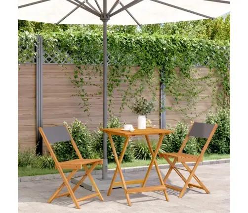 Bistro Baldų Komplektas, 3 Dalių, Antracito, Audinys Ir Mediena