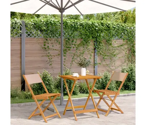 3-Daļīgs Bistro Mēbeļu Komplekts, Pelēkbrūns, Audums, Masīvkoks Vidaxl