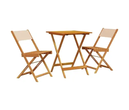 3-Daļīgs Bistro Mēbeļu Komplekts, Bēšs, Audums, Masīvkoks Vidaxl