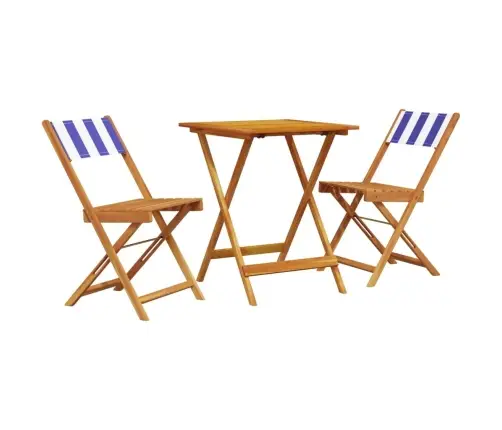 3-Daļīgs Bistro Mēbeļu Komplekts, Zils Un Balts, Audums, Koks Vidaxl