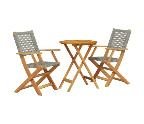 3-Daļīgs Bistro Mēbeļu Komplekts, Pelēka Pe Rotangpalma, Koks Vidaxl