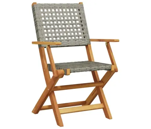 3-Daļīgs Bistro Mēbeļu Komplekts, Pelēka Pe Rotangpalma, Koks Vidaxl