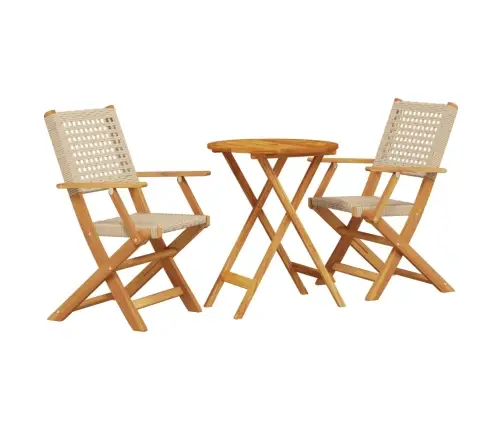 3-Osaline Bistrookomplekt, Beež ,Polürotang Ja Täispuit