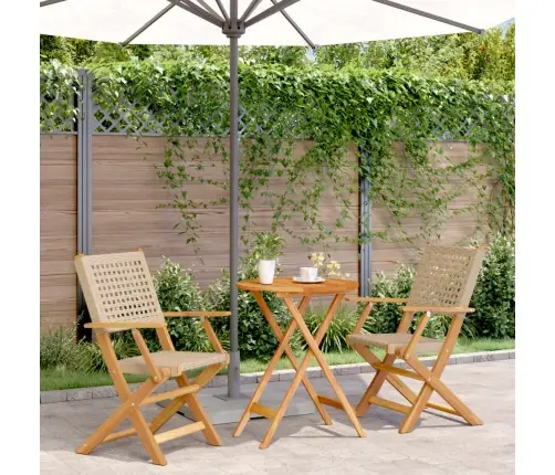 3-Osaline Bistrookomplekt, Beež ,Polürotang Ja Täispuit