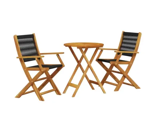 3-Daļīgs Bistro Mēbeļu Komplekts, Melns, Polipropilēns, Koks Vidaxl