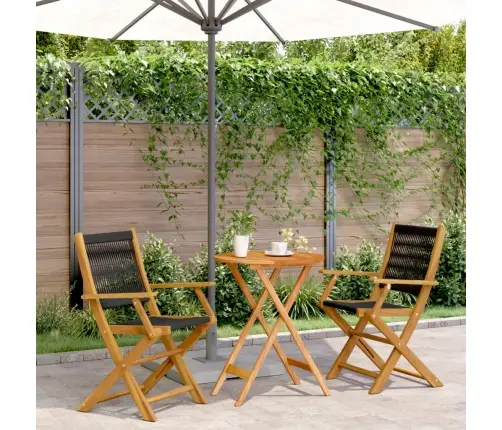 3-Daļīgs Bistro Mēbeļu Komplekts, Melns, Polipropilēns, Koks Vidaxl