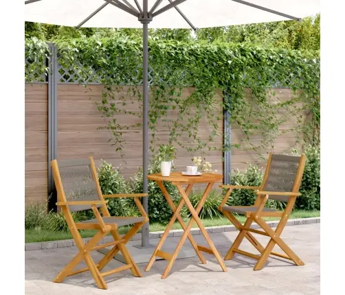 3-Daļīgs Bistro Mēbeļu Komplekts, Pelēks, Polipropilēns, Koks Vidaxl