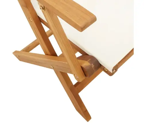 3-Daļīgs Bistro Mēbeļu Komplekts, Krēmbalts, Audums, Masīvkoks Vidaxl