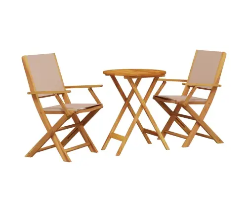 3-Osaline Bistrookomplekt, Hallikaspruun, Kangas Ja Täispuit