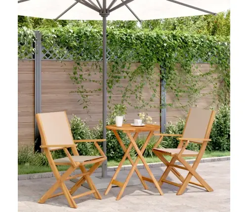 3-Daļīgs Bistro Mēbeļu Komplekts, Bēšs, Audums, Masīvkoks Vidaxl