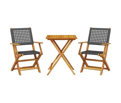 3-Daļīgs Bistro Mēbeļu Komplekts, Melna Pe Rotangpalma, Koks Vidaxl