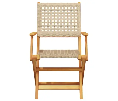 3-Daļīgs Bistro Mēbeļu Komplekts, Bēša Pe Rotangpalma, Koks Vidaxl