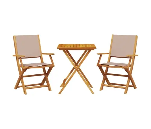 Bistro Baldų Komplektas, 3 Dalių, Taupe, Audinys Ir Mediena