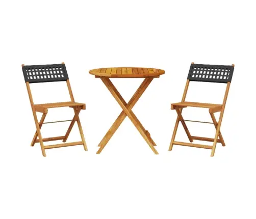 Bistro Komplektas, 3 Dalių, Juodas, Poliratanas Ir Mediena