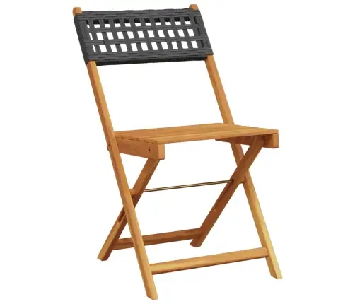 Bistro Komplektas, 3 Dalių, Juodas, Poliratanas Ir Mediena