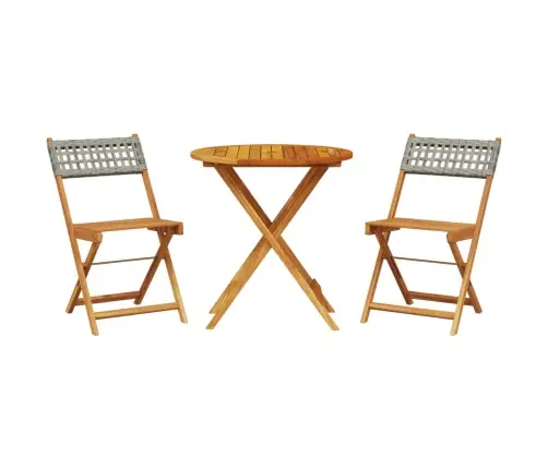 Bistro Baldų Komplektas, 3 Dalių, Pilkas, Poliratanas/Mediena