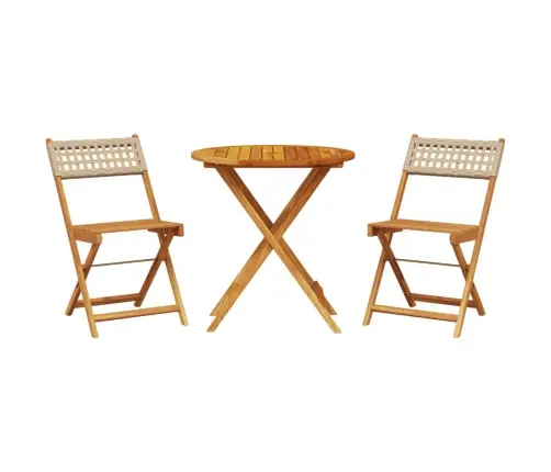 3-Daļīgs Bistro Mēbeļu Komplekts, Bēša Pe Rotangpalma, Koks Vidaxl