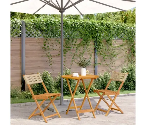 3-Daļīgs Bistro Mēbeļu Komplekts, Bēša Pe Rotangpalma, Koks Vidaxl