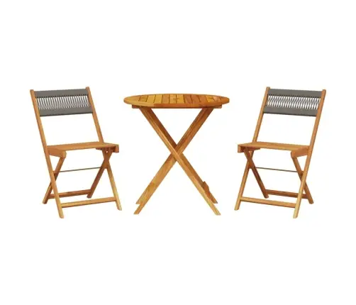 Bistro Baldų Komplektas, 3 Dalių, Pilkas, Pp Ir Mediena