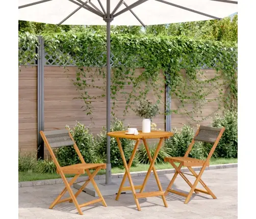 Bistro Baldų Komplektas, 3 Dalių, Pilkas, Pp Ir Mediena