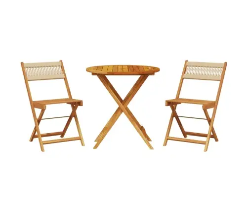 3-Daļīgs Bistro Mēbeļu Komplekts, Bēšs, Polipropilēns, Koks Vidaxl