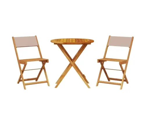 3-Daļīgs Bistro Mēbeļu Komplekts, Pelēkbrūns, Audums, Masīvkoks Vidaxl