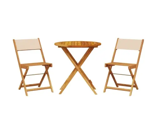 3-Daļīgs Bistro Mēbeļu Komplekts, Bēšs, Audums, Masīvkoks Vidaxl