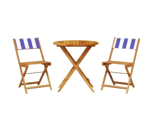 3-Daļīgs Bistro Mēbeļu Komplekts, Zils Un Balts, Audums, Koks Vidaxl