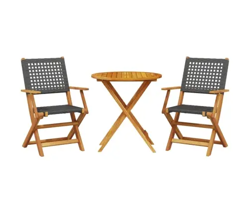 3-Daļīgs Bistro Mēbeļu Komplekts, Melna Pe Rotangpalma, Koks Vidaxl