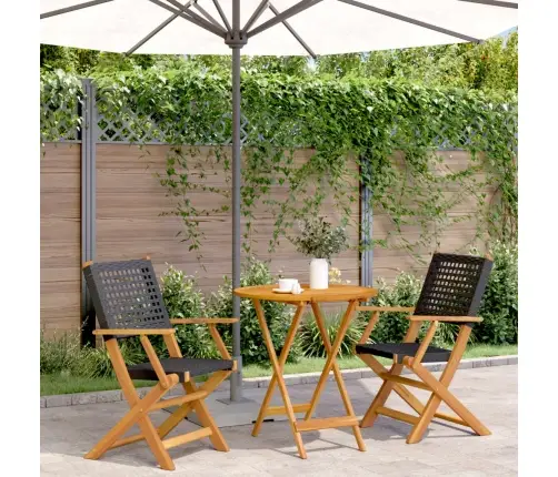 3-Daļīgs Bistro Mēbeļu Komplekts, Melna Pe Rotangpalma, Koks Vidaxl