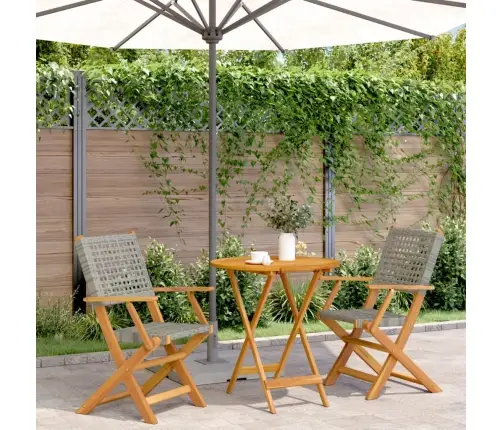 3-Daļīgs Bistro Mēbeļu Komplekts, Pelēka Pe Rotangpalma, Koks Vidaxl