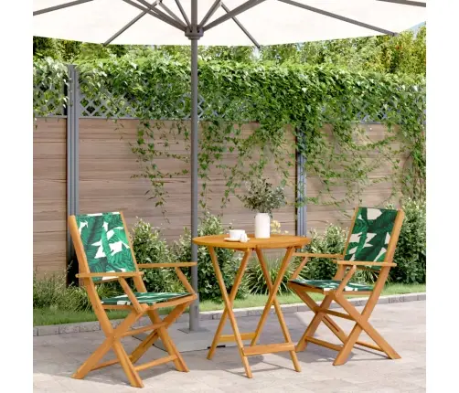 3-Daļīgs Bistro Mēbeļu Komplekts, Lapu Apdruka, Audums, Koks Vidaxl