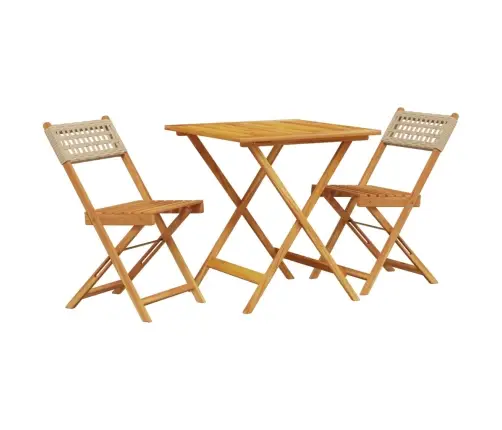 Bistro Baldų Komplektas, 3 Dalių, Smėlio, Poliratanas/Mediena