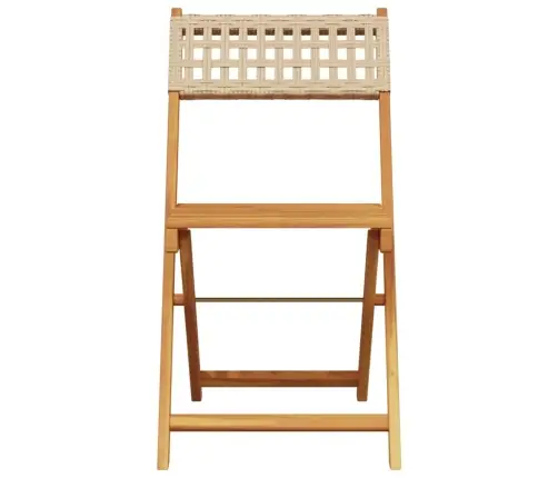 Bistro Baldų Komplektas, 3 Dalių, Smėlio, Poliratanas/Mediena