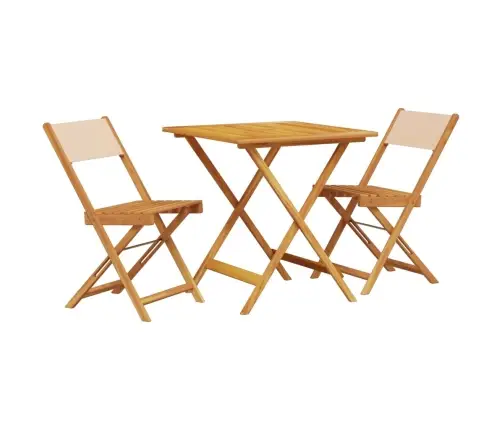 3-Daļīgs Bistro Mēbeļu Komplekts, Bēšs, Audums, Masīvkoks Vidaxl