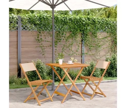 3-Daļīgs Bistro Mēbeļu Komplekts, Bēšs, Audums, Masīvkoks Vidaxl