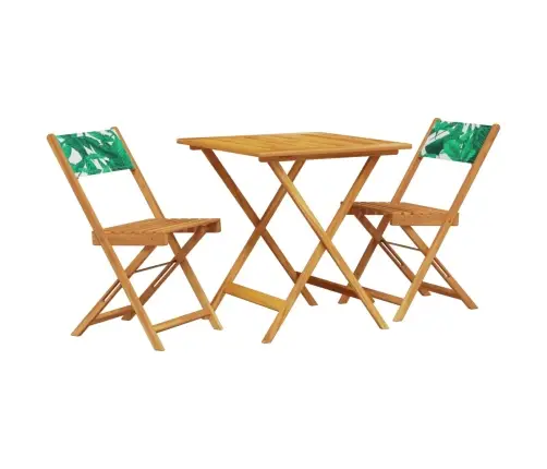 3-Daļīgs Bistro Mēbeļu Komplekts, Lapu Apdruka, Audums, Koks Vidaxl