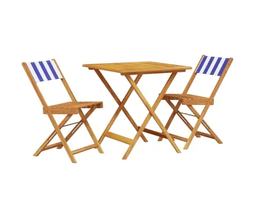 3-Daļīgs Bistro Mēbeļu Komplekts, Zils Un Balts, Audums, Koks Vidaxl